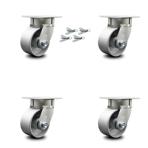 4 Inch Kingpinless Semi Steel Wheel Swivel Caster Set with Swivel Lock SCC